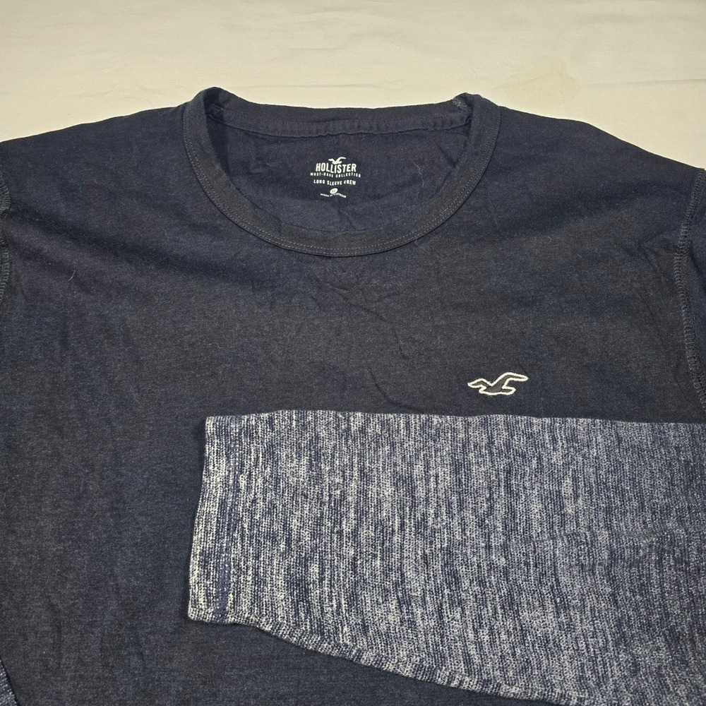Hollister Ombre Long Sleeve Crew Neck Shirt Y2K Casual Men's XL Black